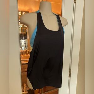 Fabletics Built in Sports Bra Tank combo Black and blue Medium